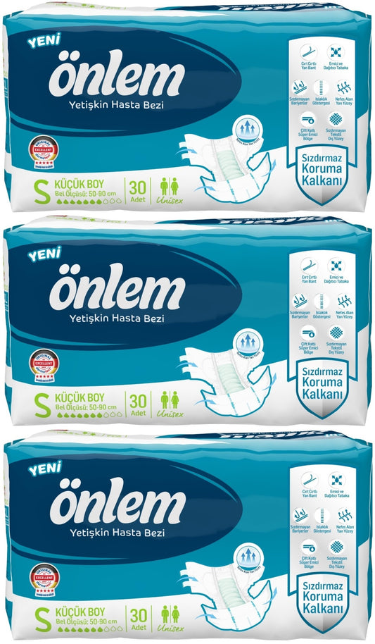 Önlem Yetişkin Bezi Bel Bantlı Tekstil Yüzey S - Small - Küçük 90 Adet (3PK*30)