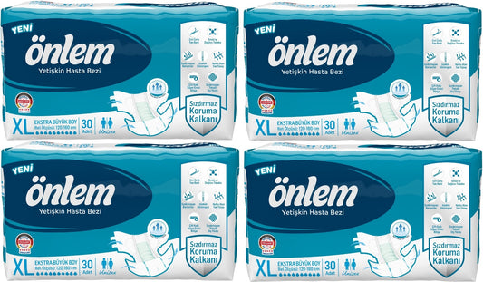 Önlem Yetişkin Bezi Bel Bantlı Tekstil Yüzey XL - Extra Large - Ekstra Büyük 120 Adet (4PK*30)
