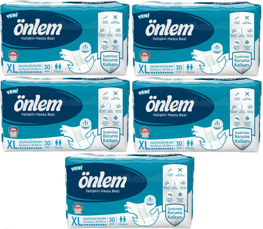 Önlem Yetişkin Bezi Bel Bantlı Tekstil Yüzey XL - Extra Large - Ekstra Büyük 150 Adet (5PK*30)