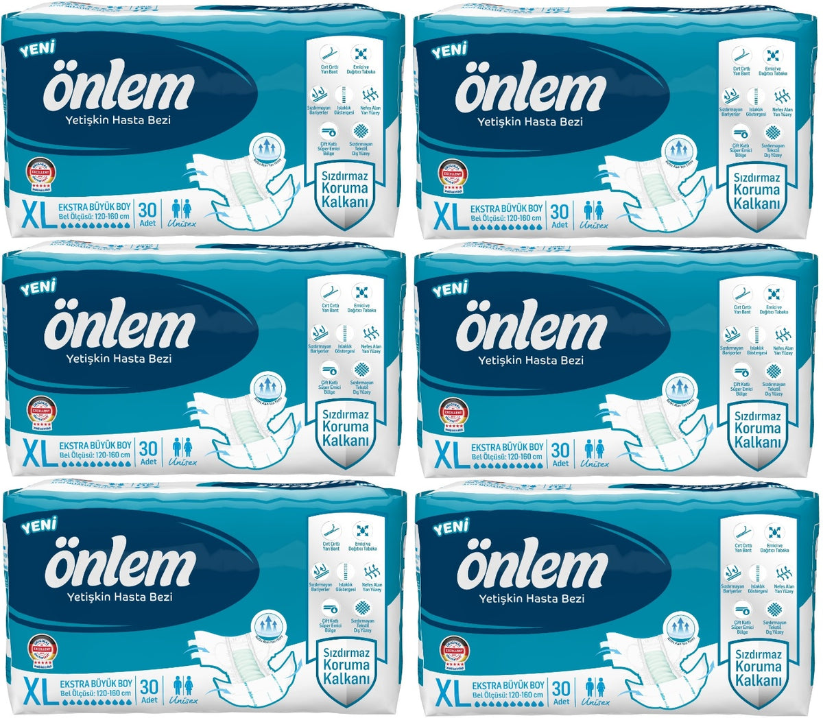 Önlem Yetişkin Bezi Bel Bantlı Tekstil Yüzey XL - Extra Large - Ekstra Büyük 180 Adet (6PK*30)