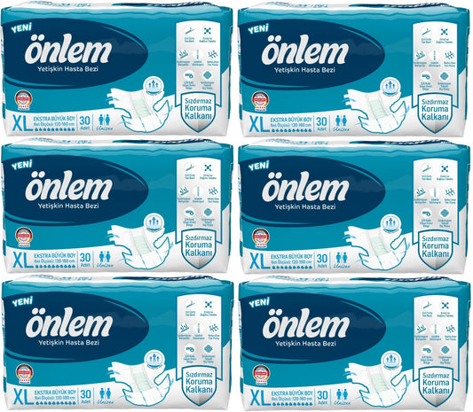Önlem Yetişkin Bezi Bel Bantlı Tekstil Yüzey XL - Extra Large - Ekstra Büyük 180 Adet (6PK*30)