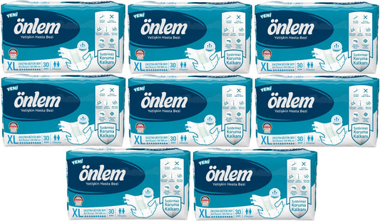 Önlem Yetişkin Bezi Bel Bantlı Tekstil Yüzey XL - Extra Large - Ekstra Büyük 240 Adet (8PK*30)