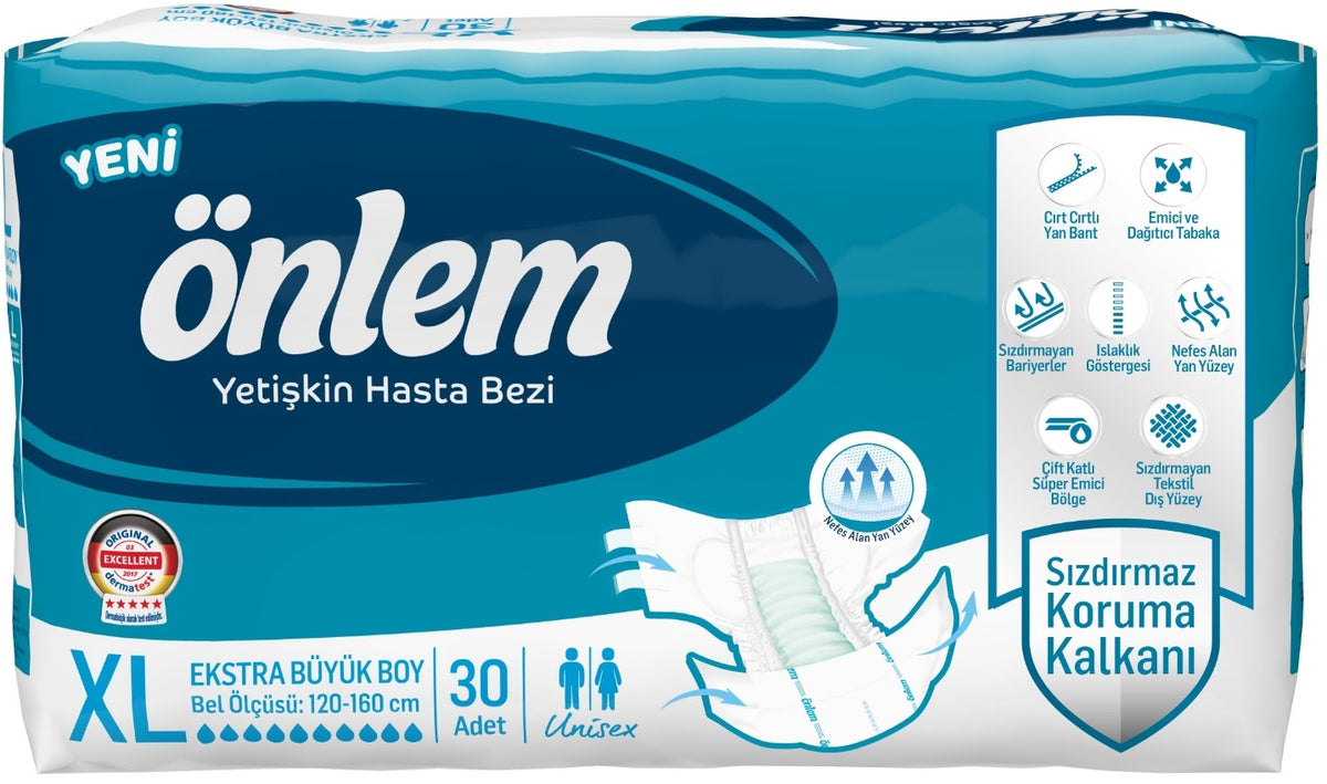 Önlem Yetişkin Bezi Bel Bantlı Tekstil Yüzey XL - Extra Large - Ekstra Büyük (30 Adet)