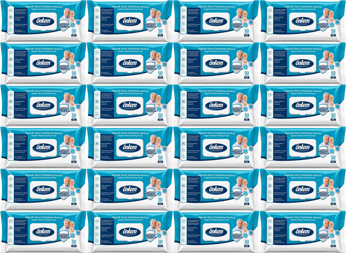 Önlem Hijyenik Vücut Temizleme Islak Mendil Havlu 1200 Yaprak (24PK*50)