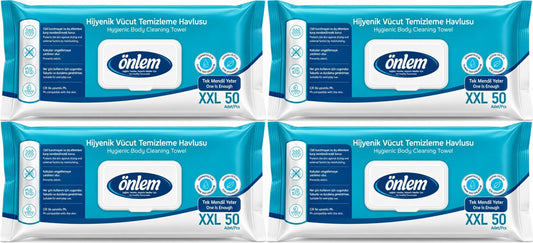 Önlem Hijyenik Vücut Temizleme Islak Mendil Havlu 200 Yaprak (Ebat XXL) (4PK*50)