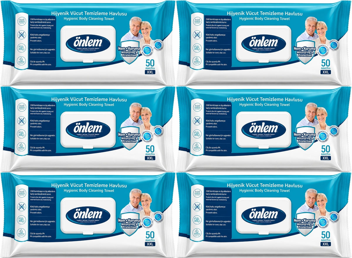 Önlem Hijyenik Vücut Temizleme Islak Mendil Havlu 300 Yaprak (6PK*50)