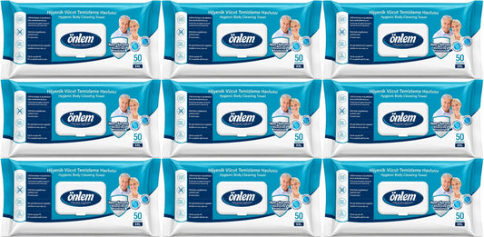 Önlem Hijyenik Vücut Temizleme Islak Mendil Havlu 450 Yaprak (9PK*50)