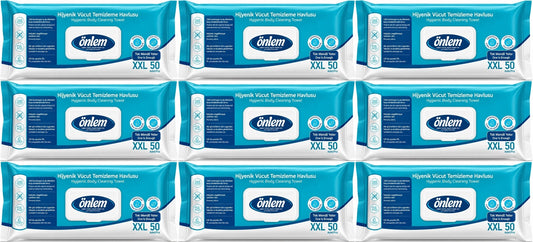 Önlem Hijyenik Vücut Temizleme Islak Mendil Havlu 450 Yaprak (Ebat XXL) (9PK*50)