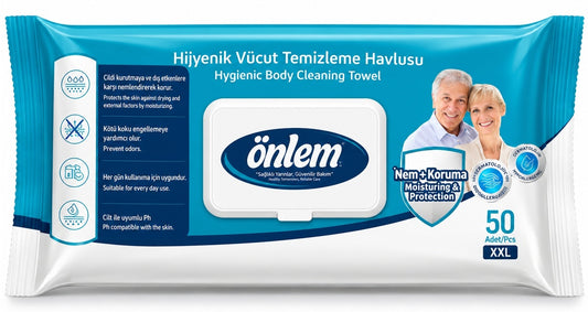 Önlem Hijyenik Vücut Temizleme Islak Mendil Havlu 50 Yaprak Tekli Pk