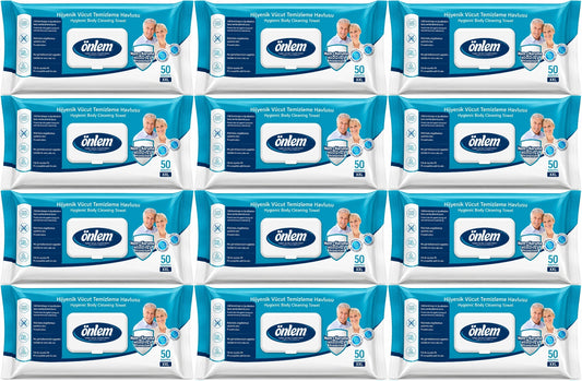 Önlem Hijyenik Vücut Temizleme Islak Mendil Havlu 600 Yaprak (12PK*50)