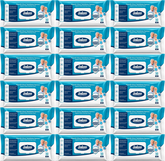 Önlem Hijyenik Vücut Temizleme Islak Mendil Havlu 900 Yaprak (18PK*50)