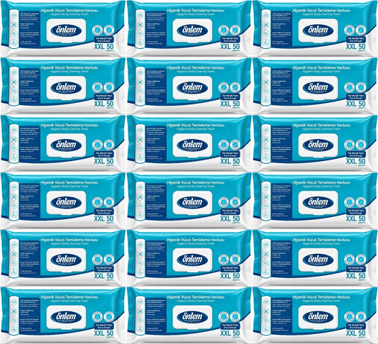 Önlem Hijyenik Vücut Temizleme Islak Mendil Havlu 900 Yaprak (Ebat XXL) (18PK*50)