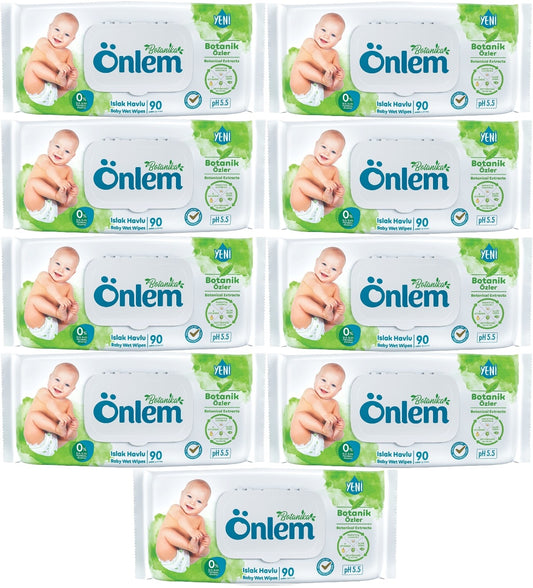 Önlem Islak Havlu Mendil 90 Yaprak Botanika Özlü (9 Lu Set) Plastik Kapaklı 810 Yaprak