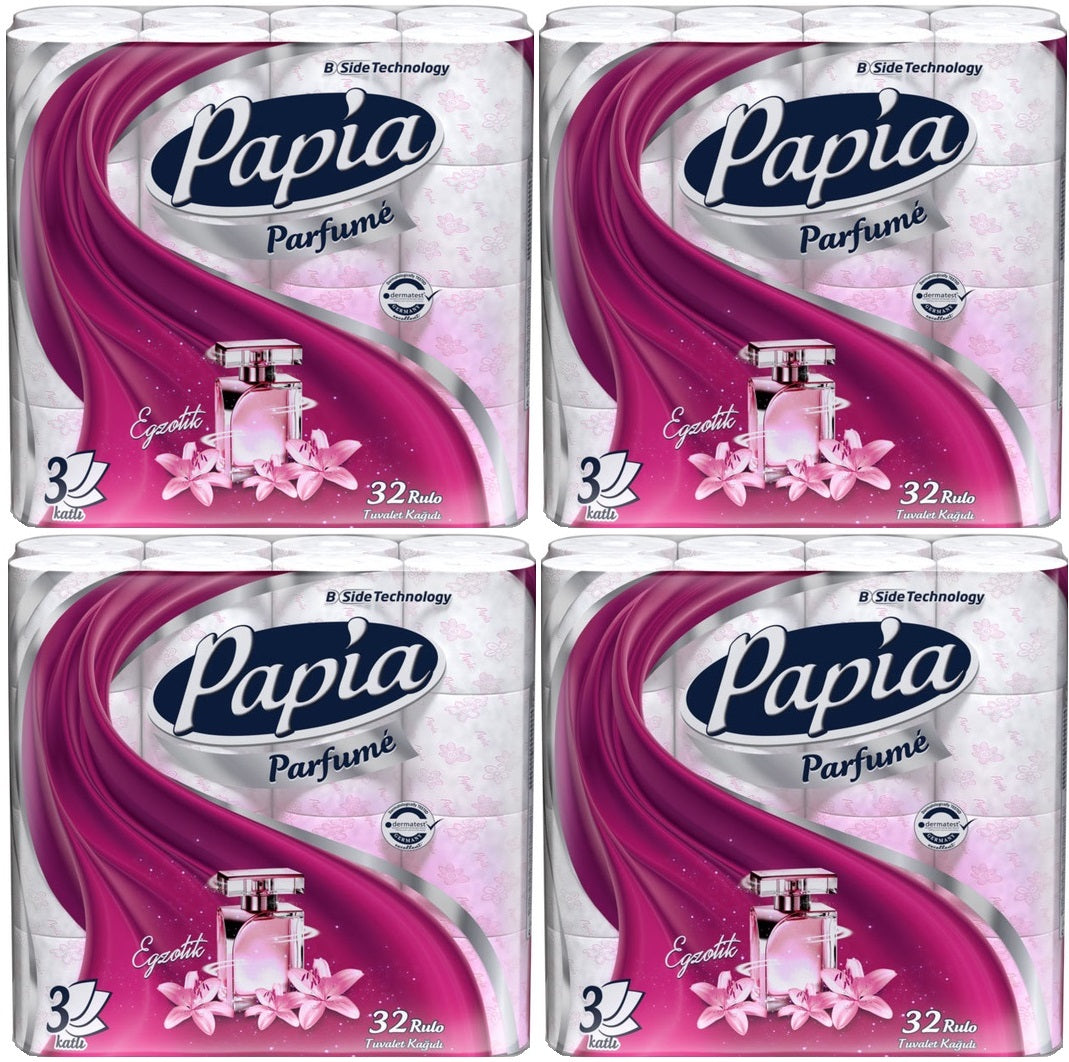 Papia Tuvalet Kağıdı (3 Katlı) 128 Li Pk (4PK*32) Egzotik Parfümlü