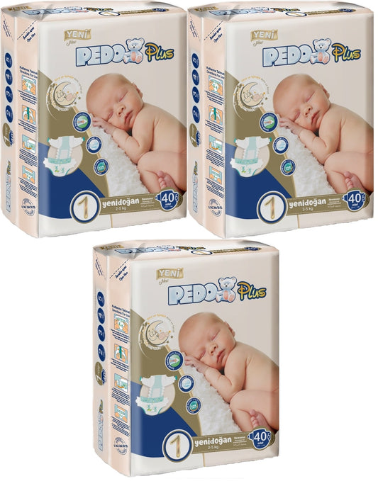 Pedo Plus Bebek Bezi 1 Beden 2-5 KG Yeni Doğan 120 Adet Jumbo Fırsat Pk