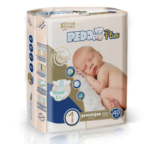 Pedo Plus Bebek Bezi 1 Beden 2-5 KG Yeni Doğan 40 Adet Jumbo Pk