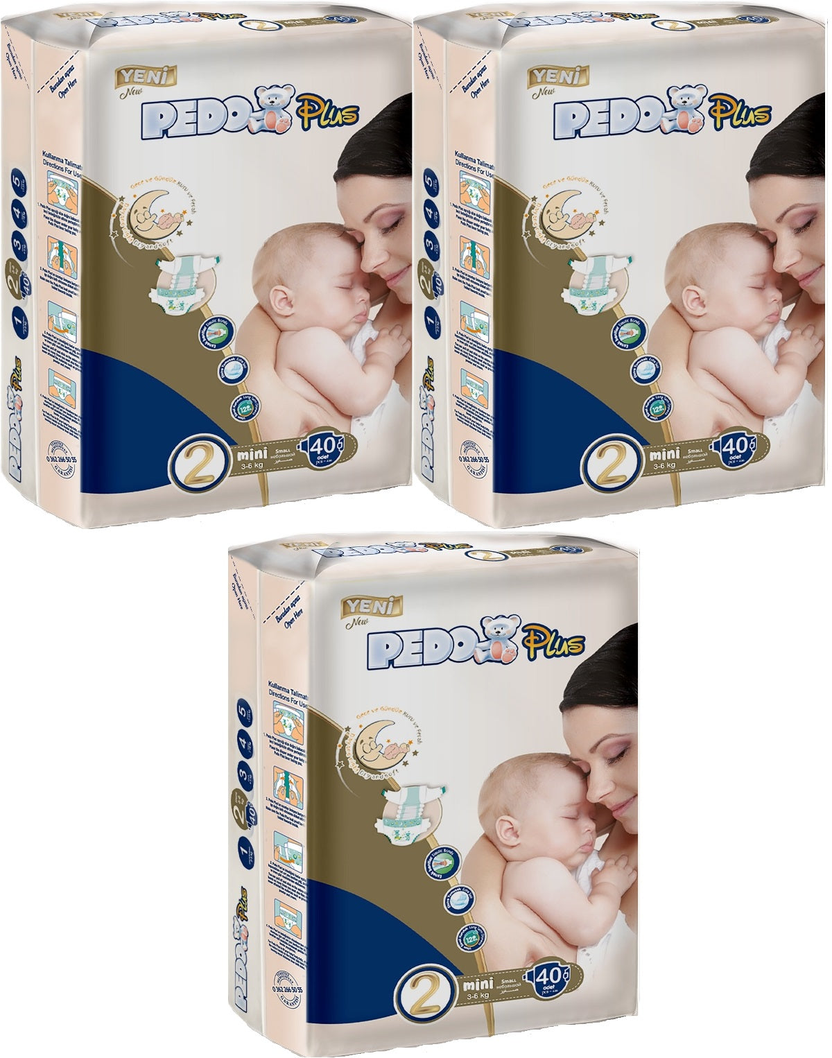 Pedo Plus Bebek Bezi 2 Beden 3-6 KG Mini 120 Adet Jumbo Fırsat Pk