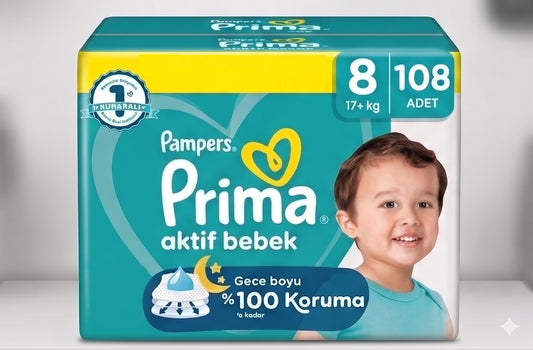 Prima Bebek Bezi 8 Beden 17+ KG XXX Large 108 Adet Süper Aylık Pk