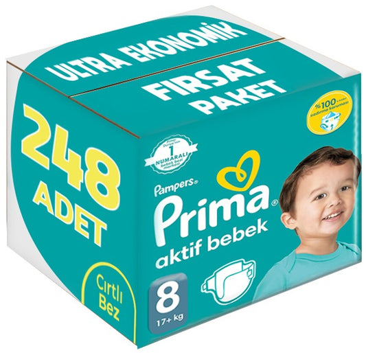 Prima Bebek Bezi 8 Beden 17+ KG XXXLarge 248 Adet Ultra Ekonomik Fırsat Pk