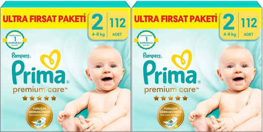 Prima Premium Care Bebek Bezi 2 Beden 4-8 KG Mini 224 Adet Ekonomik Ultra Fırsat Pk