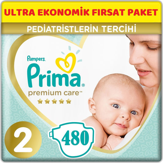 Prima Premium Care Bebek Bezi 2 Beden 4-8 KG Mini 480 Adet Ultra Ekonomik Fırsat Pk
