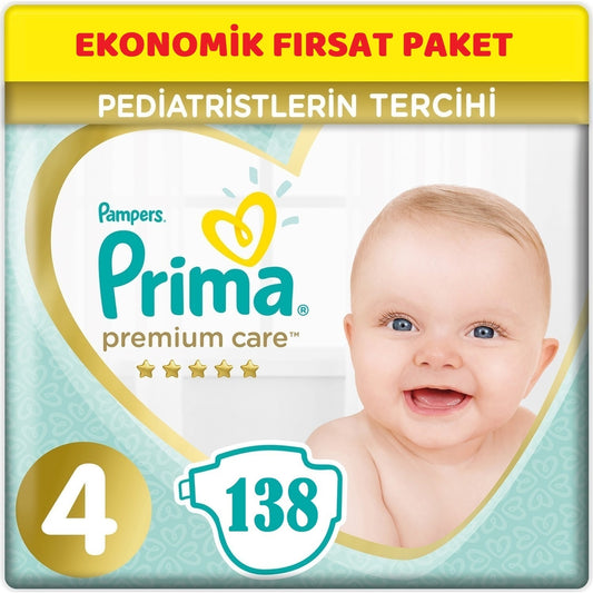 Prima Premium Care Bebek Bezi 4 Beden 9-14 KG Maxi 138 Adet Ekonomik Fırsat Pk