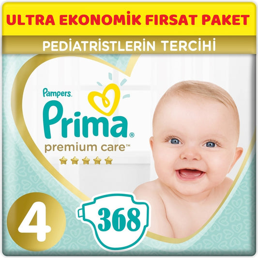 Prima Premium Care Bebek Bezi 4 Beden 9-14 KG Maxi 368 Adet Ultra Ekonomik Fırsat Pk