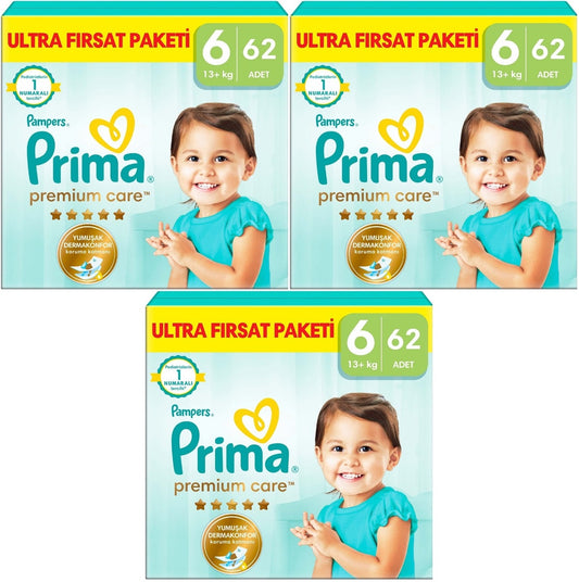 Prima Premium Care Bebek Bezi 6 Beden 13+ Extra Large 186 Adet Süper Fırsat Pk