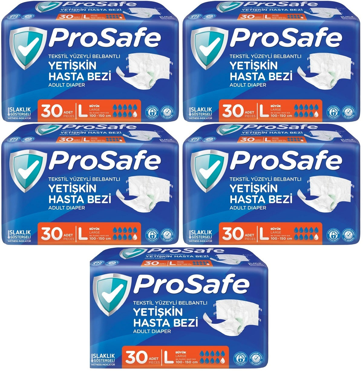 Prosafe Yetişkin Bezi Bel Bantlı Tekstil Yüzey L - Large - Büyük Boy 150 Adet