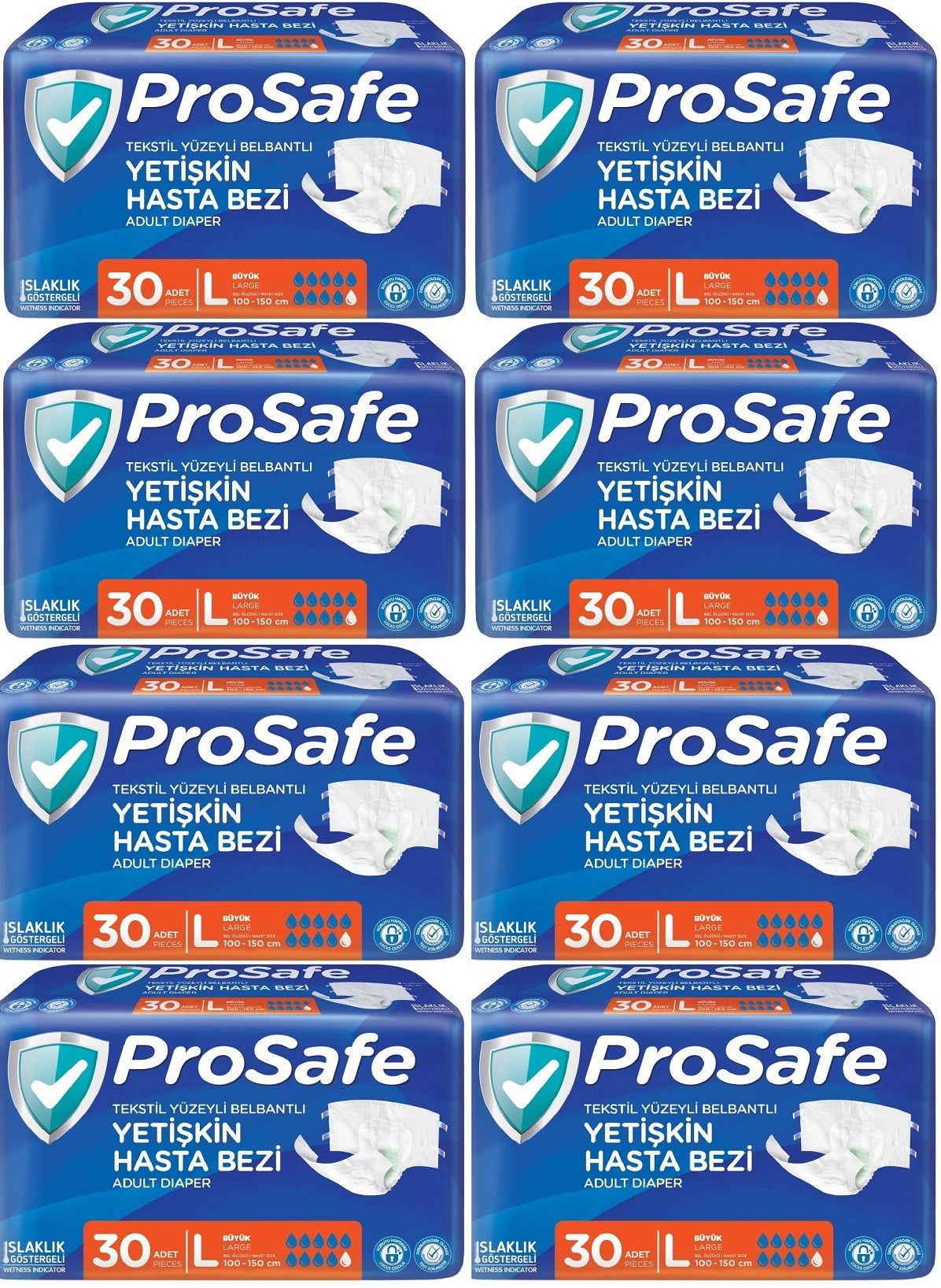 Prosafe Yetişkin Bezi Bel Bantlı Tekstil Yüzey L - Large - Büyük Boy 240 Adet