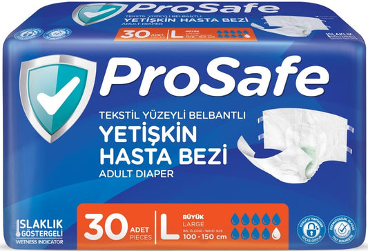 Prosafe Yetişkin Bezi Bel Bantlı Tekstil Yüzey L - Large - Büyük 30 Adet Tekli Pk