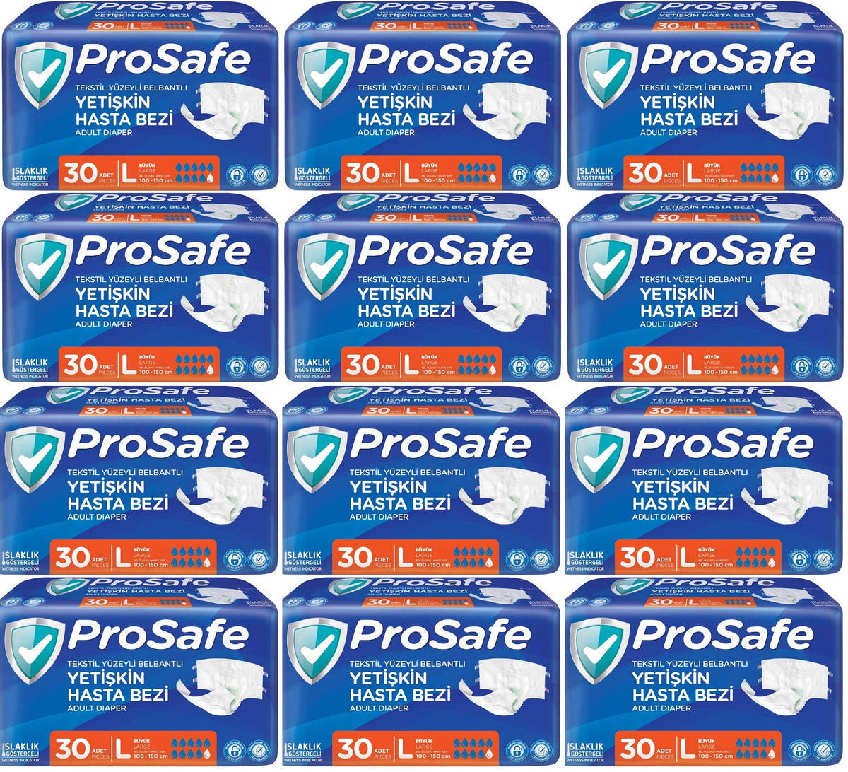 Prosafe Yetişkin Bezi Bel Bantlı Tekstil Yüzey L - Large - Büyük Boy 360 Adet