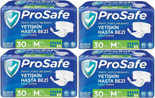 Prosafe Yetişkin Bezi Bel Bantlı Tekstil Yüzey M - Medium - Orta Boy 120 Adet (4PK*30)