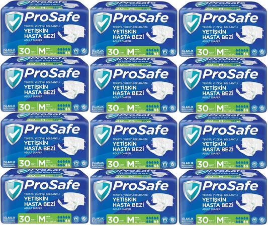 Prosafe Yetişkin Bezi Bel Bantlı Tekstil Yüzey M - Medium - Orta Boy 360 Adet (12PK*30)