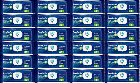 Prosafe Yetişkin Vücut Temizleme Islak Mendil Havlu 48 Yaprak XL (24 Lü Set) Plastik Kapak