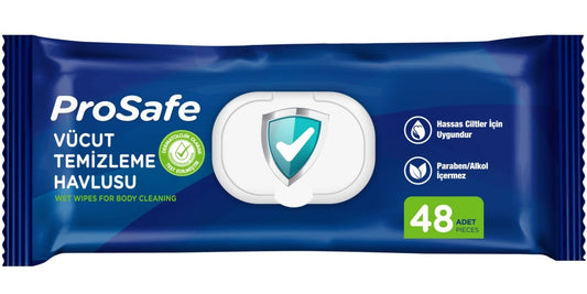 Prosafe Yetişkin Vücut Temizleme Islak Mendil Havlu 48 Yaprak XL Tekli Pk