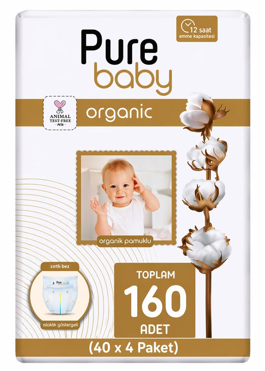 Pure Baby Organik Bebek Bezi 5 Beden 11-20 KG Junior 160 Adet Avantaj Fırsat Pk