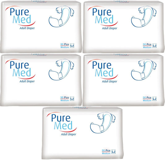 Puremed Yetişkin Bezi Bel Bantlı Tekstil Yüzey M - Orta - Medium 150 Adet (5PK*30)