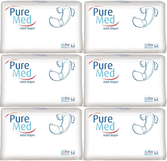 Puremed Yetişkin Bezi Bel Bantlı Tekstil Yüzey M - Orta - Medium 180 Adet (6PK*30)