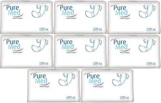 Puremed Yetişkin Bezi Bel Bantlı Tekstil Yüzey M - Orta - Medium 240 Adet (8PK*30)