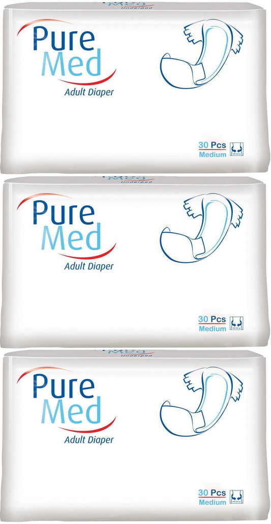Puremed Yetişkin Bezi Bel Bantlı Tekstil Yüzey M - Orta - Medium 90 Adet (3PK*30)
