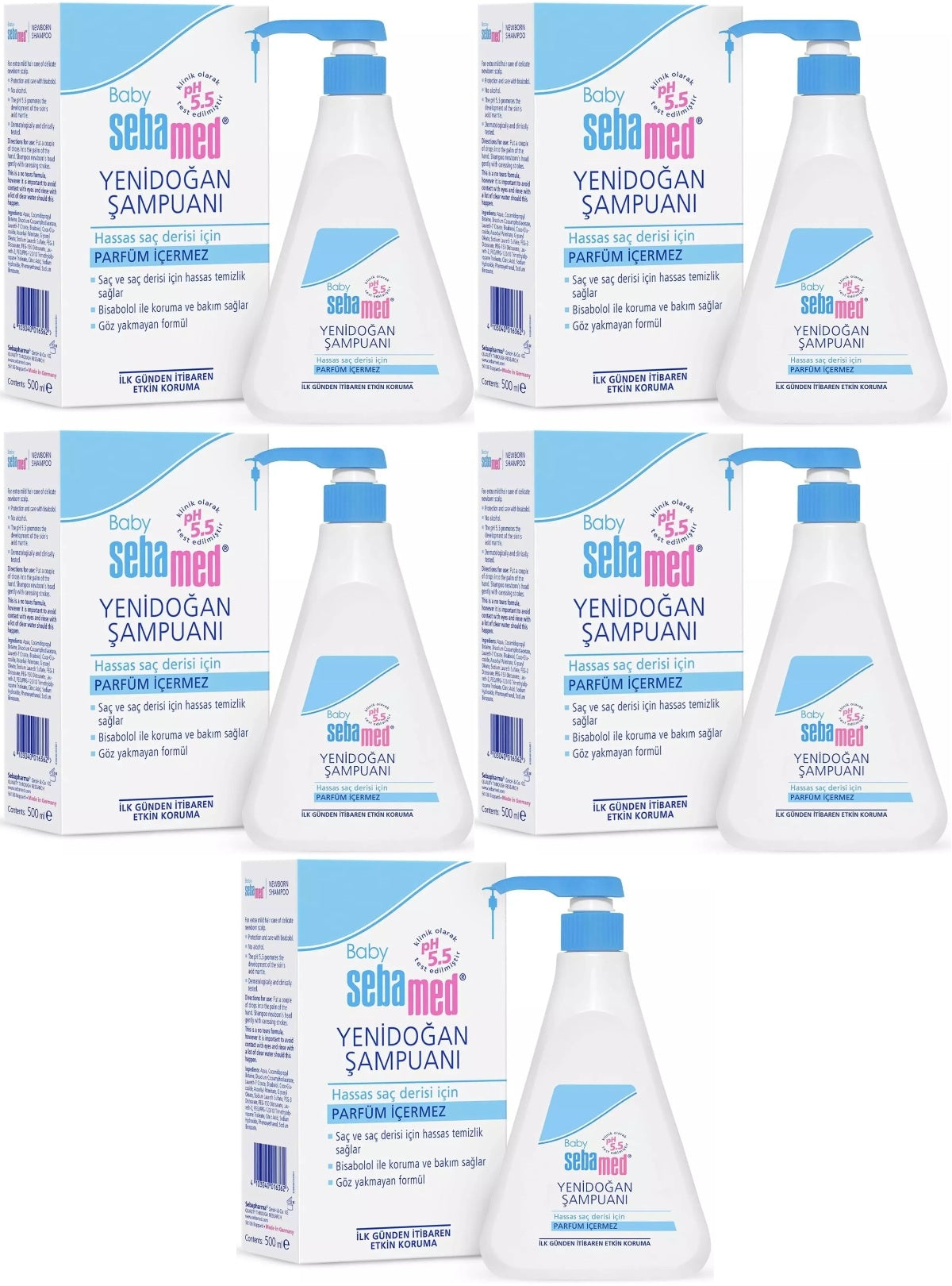 Sebamed Bebek Şampuanı 500ML Pompalı (Yenidoğanlar İçin) (5 Li Set)