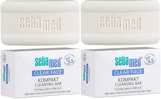 Sebamed Clear Face Kompakt Yüz Temizleme  Barı Sabun Sivilceye Yatkın Cilt 100GR (2 Li Set)