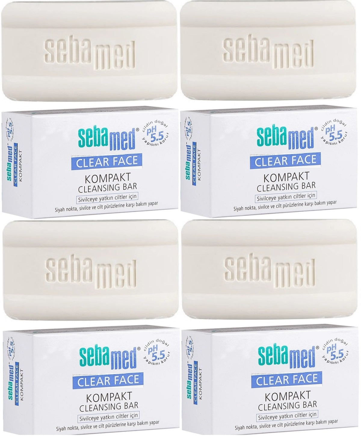 Sebamed Clear Face Kompakt Yüz Temizleme  Barı Sabun Sivilceye Yatkın Cilt 100GR (4 Lü Set)
