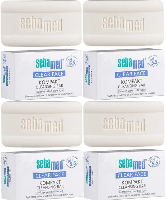 Sebamed Clear Face Kompakt Yüz Temizleme  Barı Sabun Sivilceye Yatkın Cilt 100GR (4 Lü Set)
