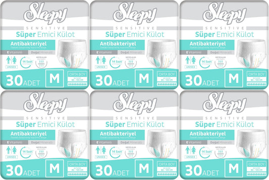 Sleepy Yetişkin Bezi Emici Külot M - Orta - Medium 180 Adet (6PK*30)