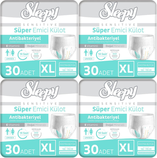 Sleepy Yetişkin Bezi Emici Külot XL - Ekstra Büyük - Extra Large 120 Adet (4PK*30)