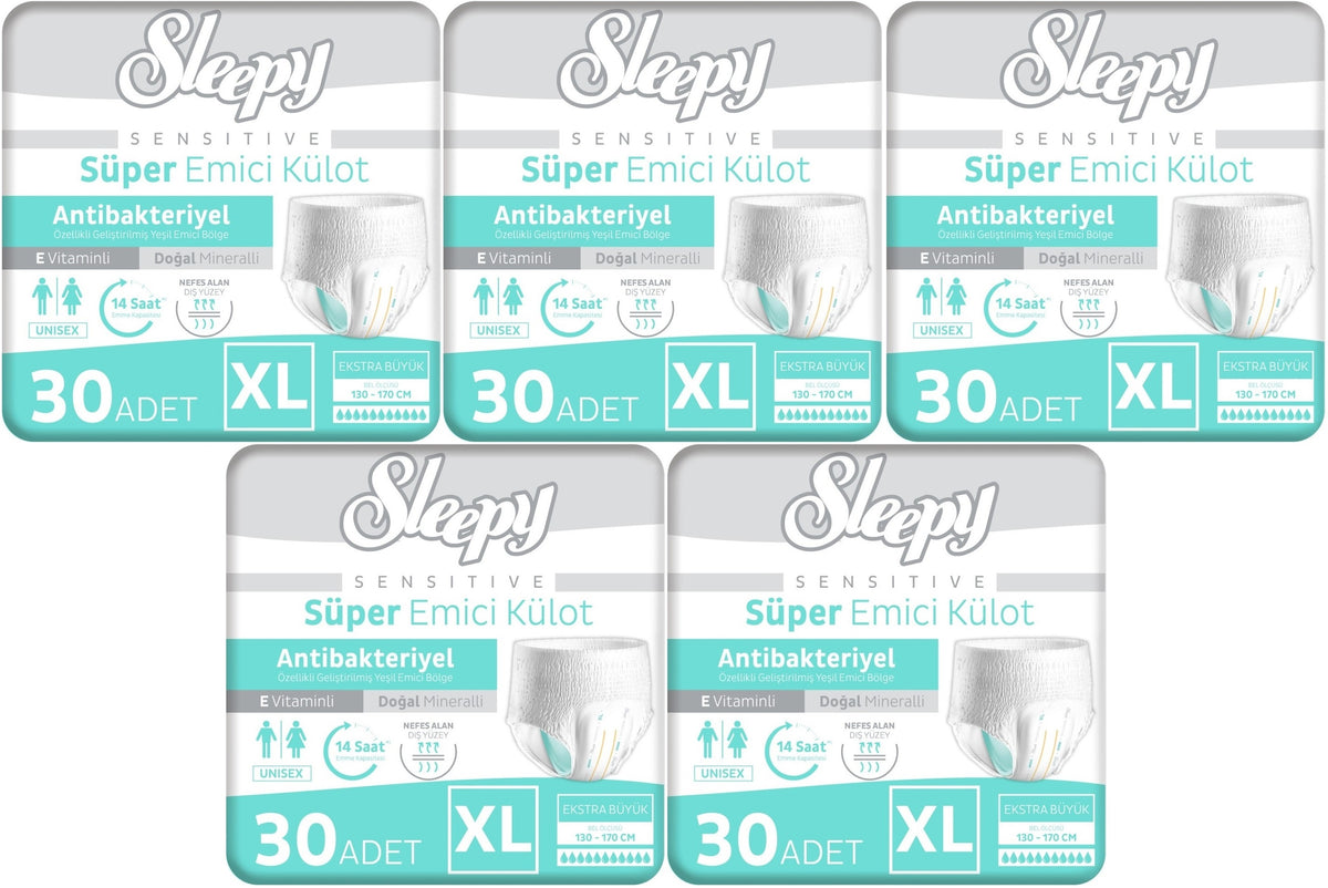 Sleepy Yetişkin Bezi Emici Külot XL - Ekstra Büyük - Extra Large 150 Adet (5PK*30)