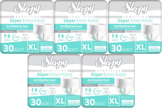 Sleepy Yetişkin Bezi Emici Külot XL - Ekstra Büyük - Extra Large 150 Adet (5PK*30)