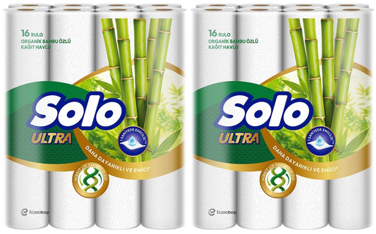 Solo Ultra Kağıt Havlu 32 Li Paket Rulo Organik Bambu ve Pamuk Özlü (Dev Ekonomik Pk) (2PK*16)